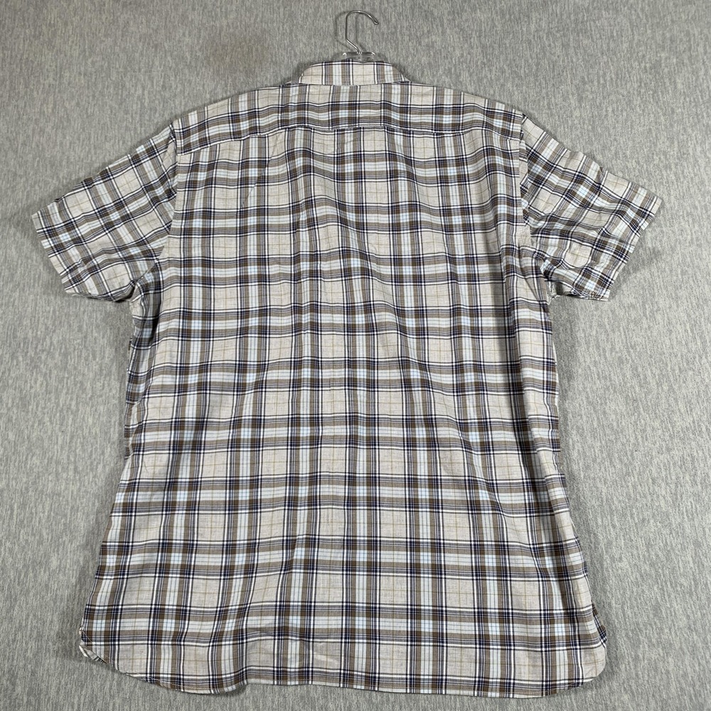 Banana Republic Shirt Mens XL Gray Plaid Camden Fit Short Sleeve Button Front - Picture 9 of 10